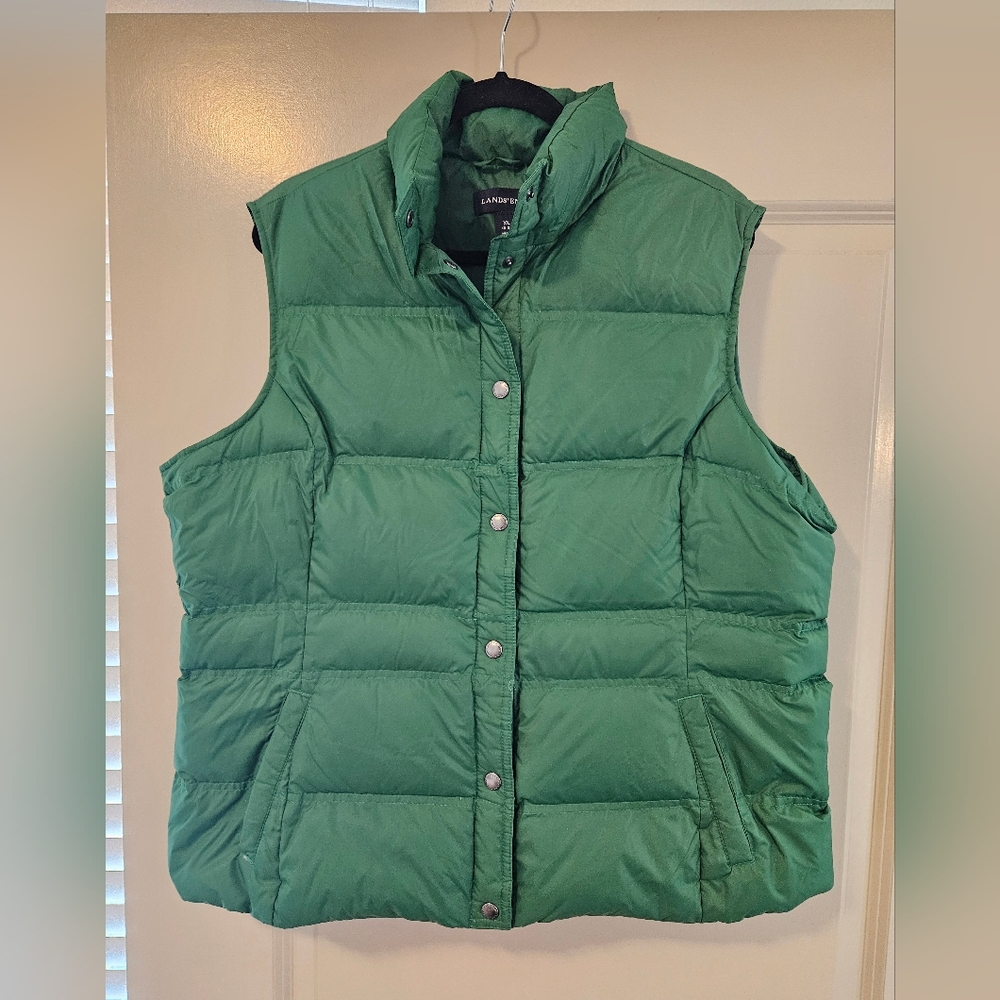 Lands End Green Puffer Vest XL